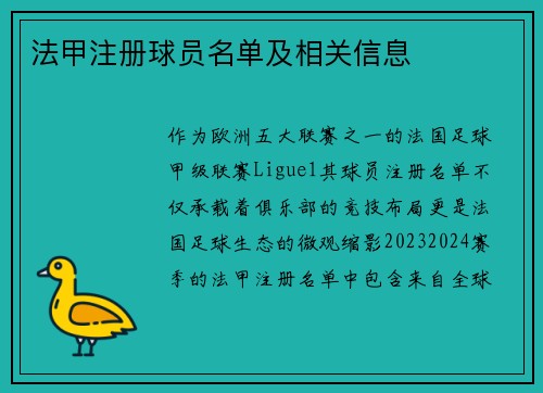 法甲注册球员名单及相关信息